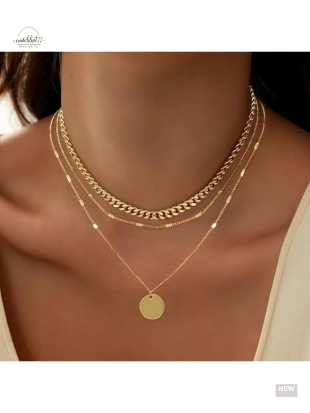 Gold Necklace Set Layering Chains Snake Paperclip Trendy
